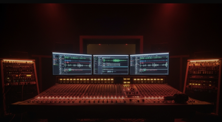recording studio control room mixer