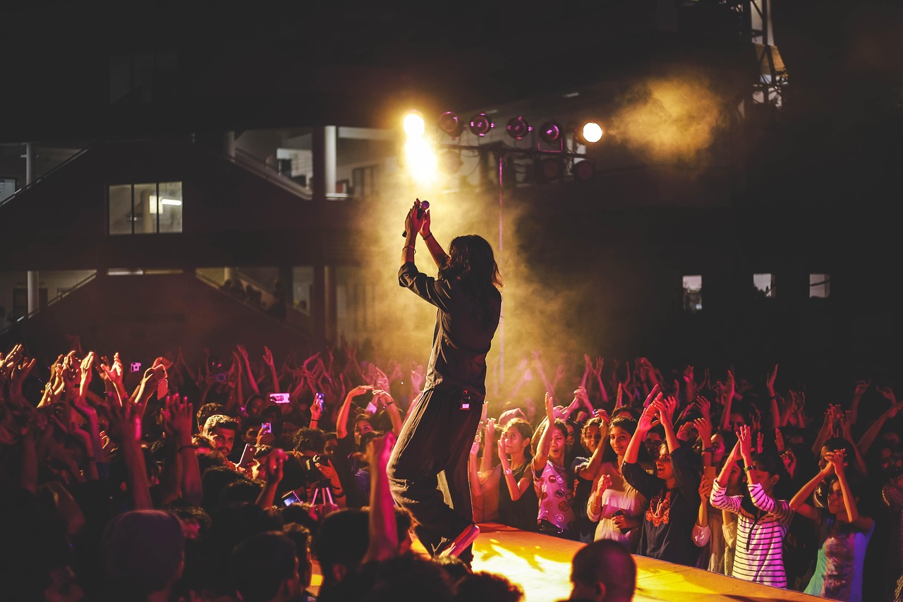 Young Rebel live performance stage with crowd