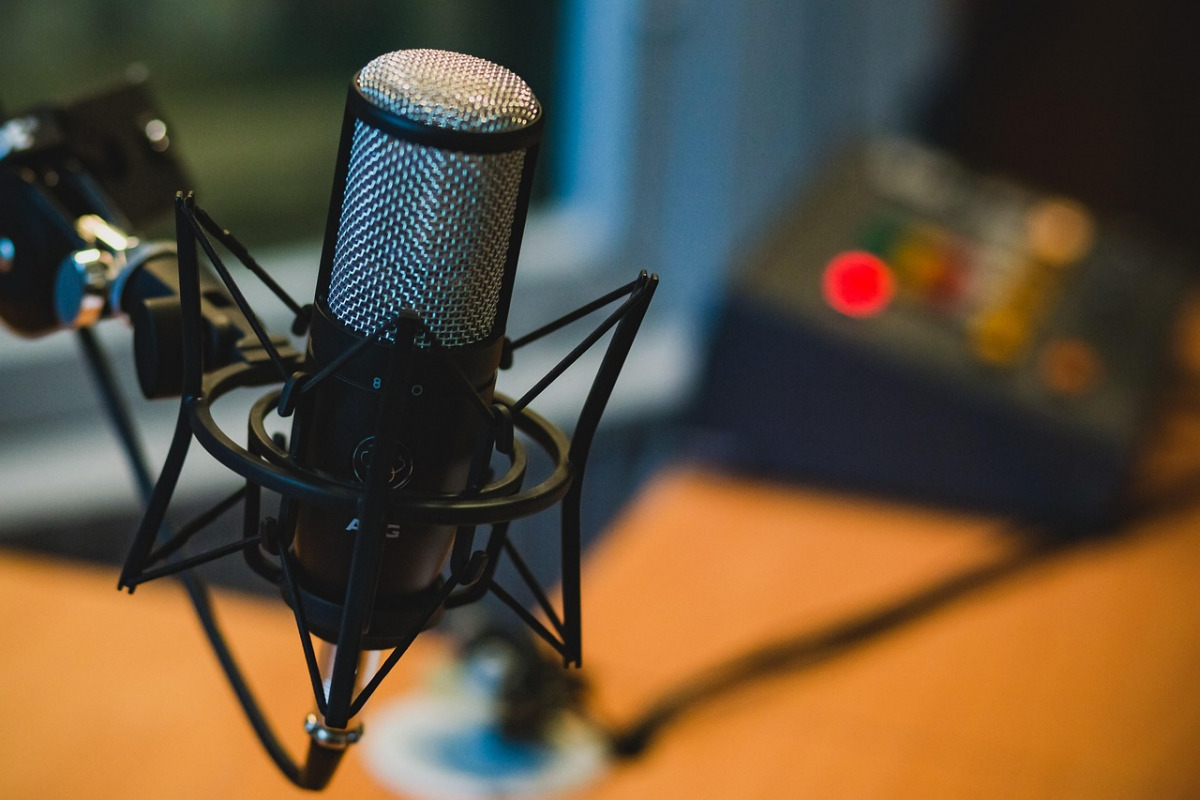 radio broadcast microphone in studio